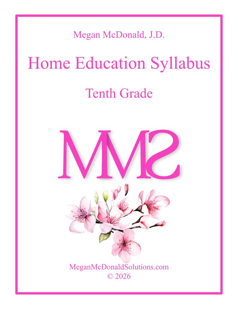 Home Education Curriculum - 10th grade