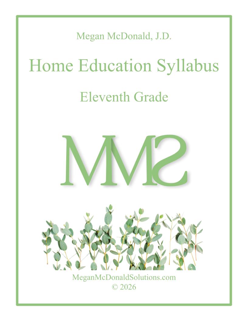 Home Education Curriculum - 11th grade
