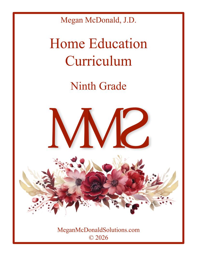 Home Education Curriculum - 9th grade