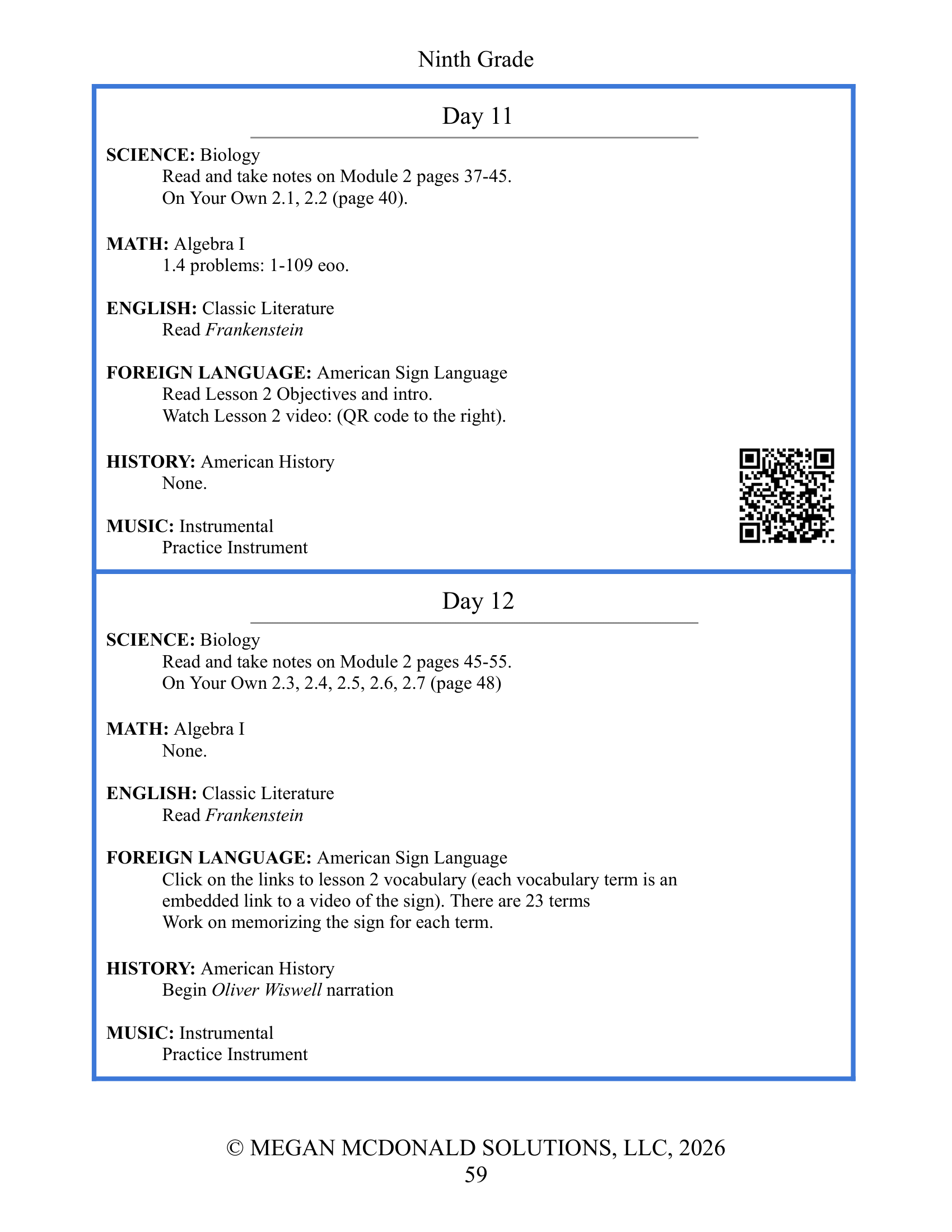 Home Education Curriculum - preview page 3